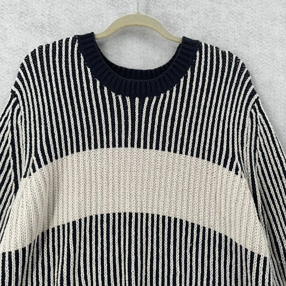One x One Teaspoon Tunic Sweater Womens LARGE Blue Ivory Oversized‎ Striped - Picture 3 of 15